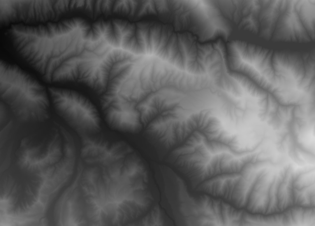 The elevation of Larkspur Mountain, mapped along a gradient from black to white