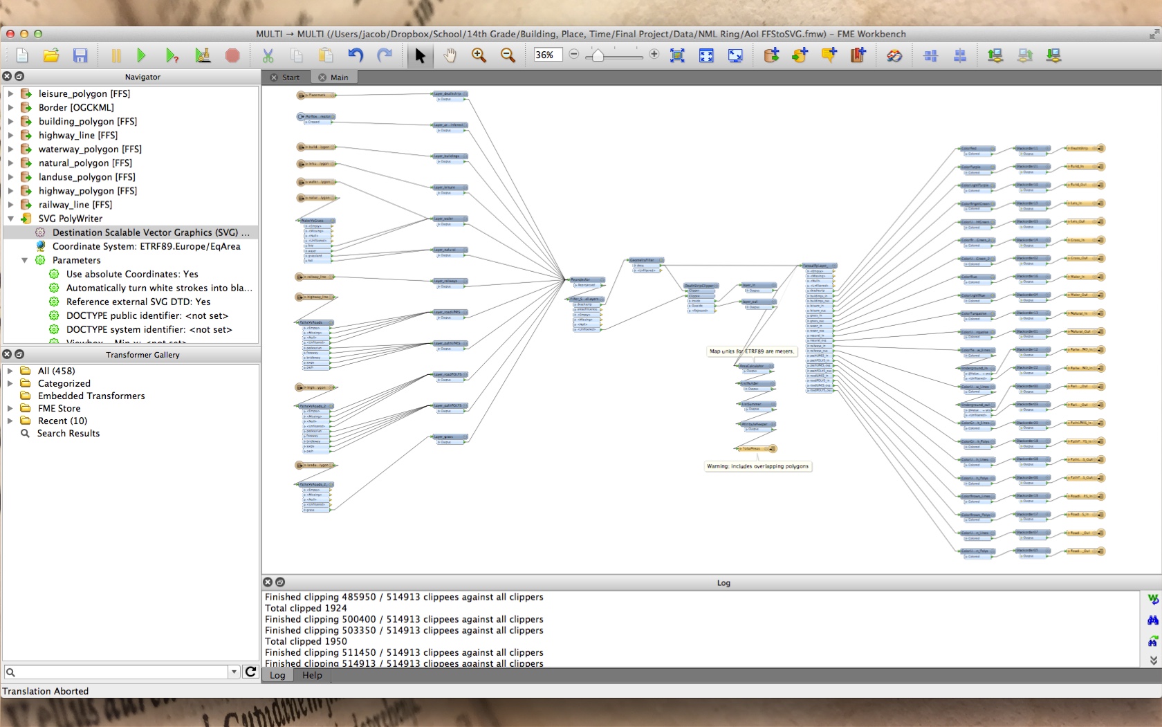 Screenshot of FME workspace